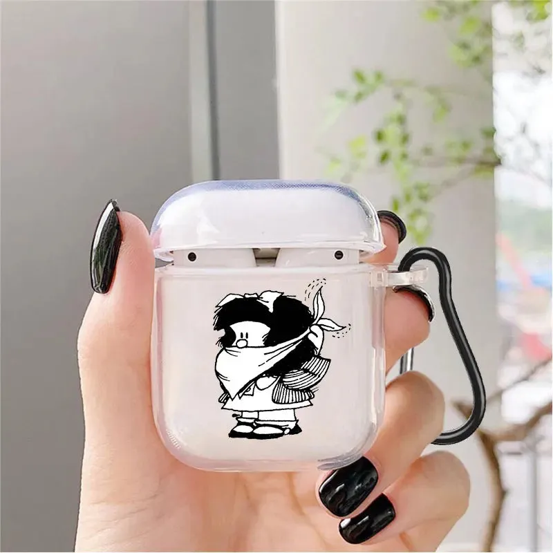 Cute Cartoon Mafalda Soft silicone TPU Case For AirPods Pro 1 2 3 NEW Pro2 Clear Wireless Bluetooth Earphone Box Cover