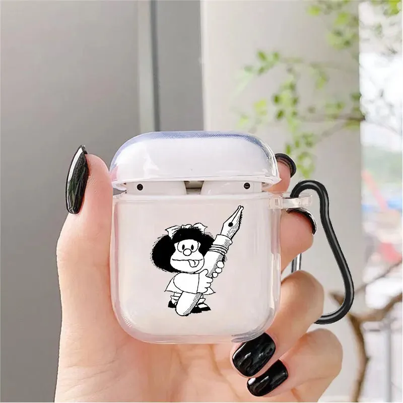 Cute Cartoon Mafalda Soft silicone TPU Case For AirPods Pro 1 2 3 NEW Pro2 Clear Wireless Bluetooth Earphone Box Cover