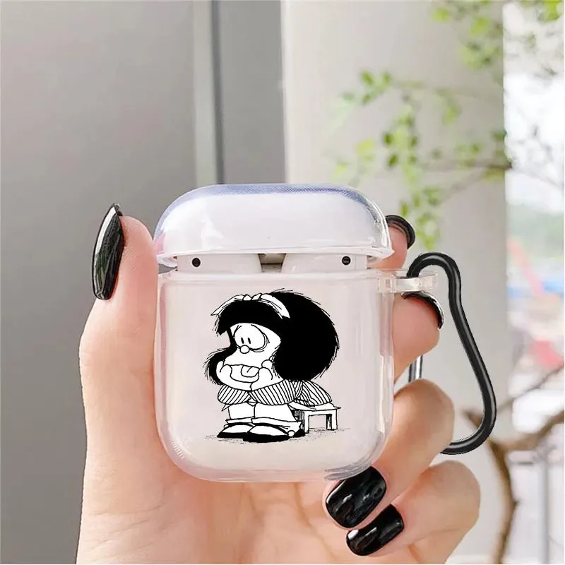 Cute Cartoon Mafalda Soft silicone TPU Case For AirPods Pro 1 2 3 NEW Pro2 Clear Wireless Bluetooth Earphone Box Cover