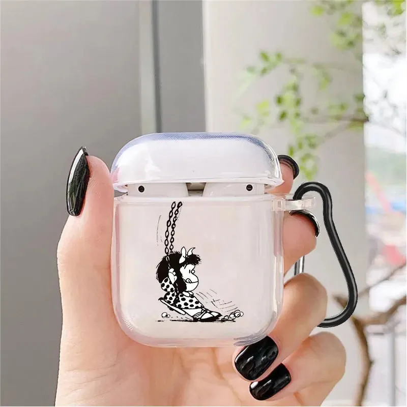 Cute Cartoon Mafalda Soft silicone TPU Case For AirPods Pro 1 2 3 NEW Pro2 Clear Wireless Bluetooth Earphone Box Cover