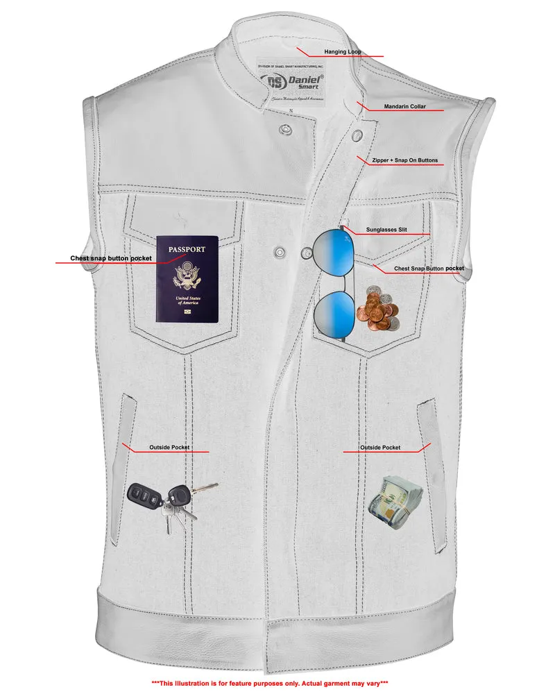 DM Men's Leather/Denim Combo Vest