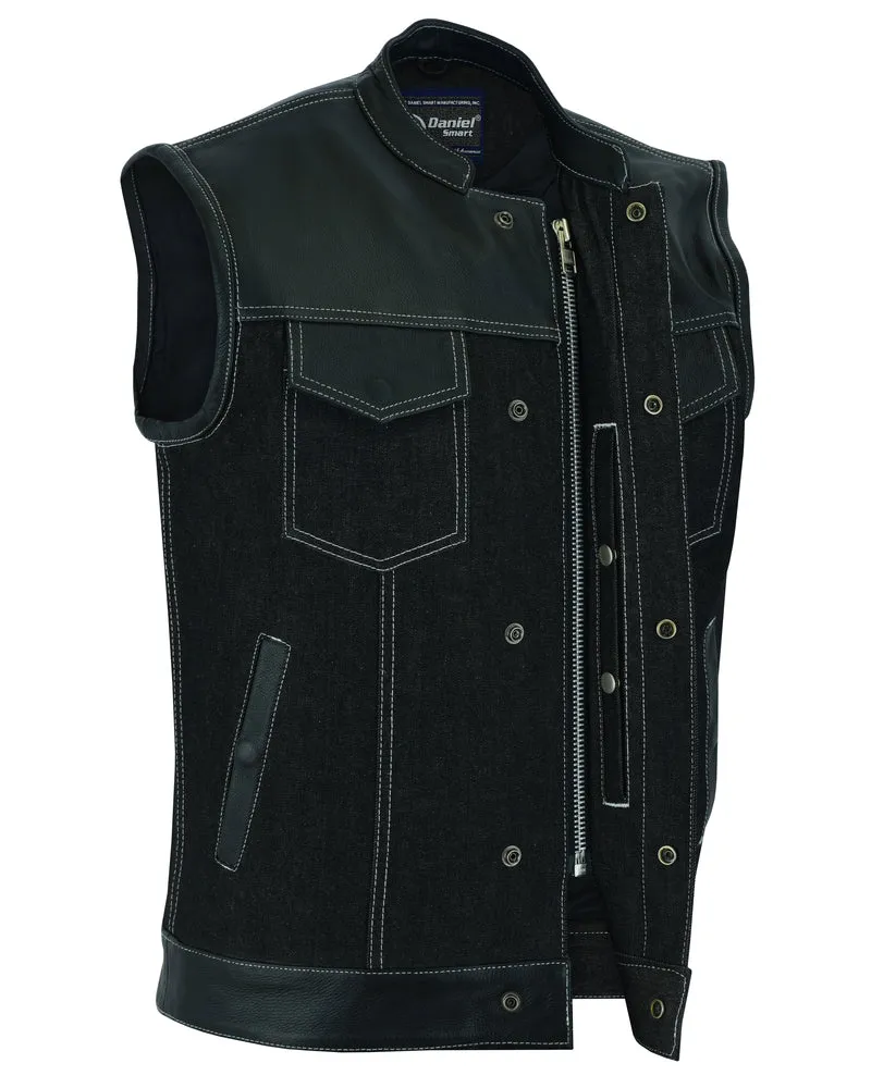 DM Men's Leather/Denim Combo Vest