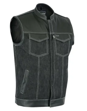 DM Men's Leather/Denim Combo Vest