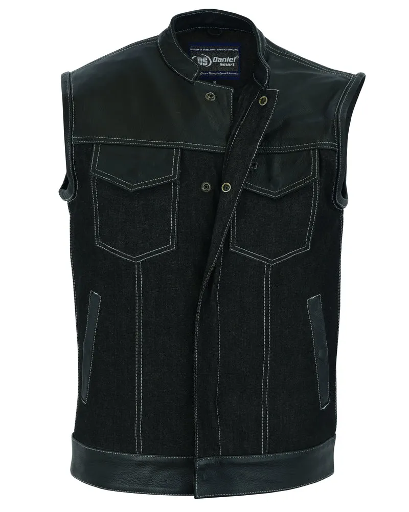 DM Men's Leather/Denim Combo Vest