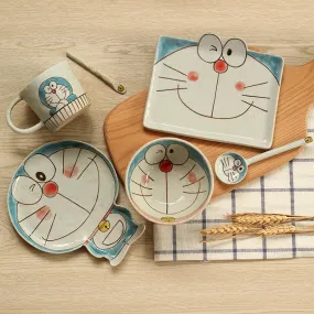 DORAEMON Ceramic Breakfast Set: Plate, Spoon, Bowl - Ideal Gift for Tea Drinkers