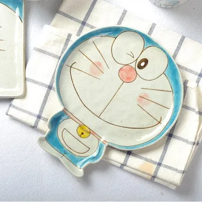 DORAEMON Ceramic Breakfast Set: Plate, Spoon, Bowl - Ideal Gift for Tea Drinkers