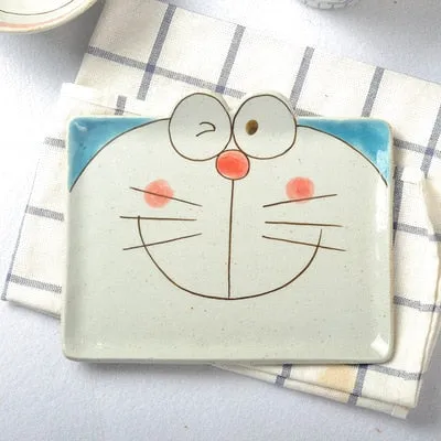 DORAEMON Ceramic Breakfast Set: Plate, Spoon, Bowl - Ideal Gift for Tea Drinkers