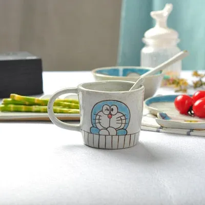 DORAEMON Ceramic Breakfast Set: Plate, Spoon, Bowl - Ideal Gift for Tea Drinkers