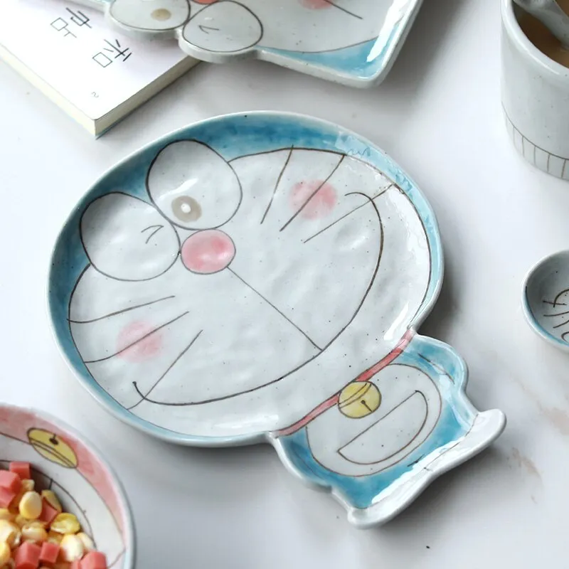 DORAEMON Ceramic Breakfast Set: Plate, Spoon, Bowl - Ideal Gift for Tea Drinkers