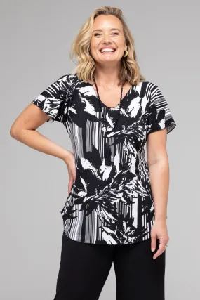 Ebony Print Longer Sleeve Jersey Top