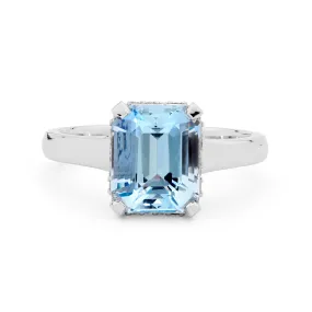 Emerald Cut Aquamarine Ring