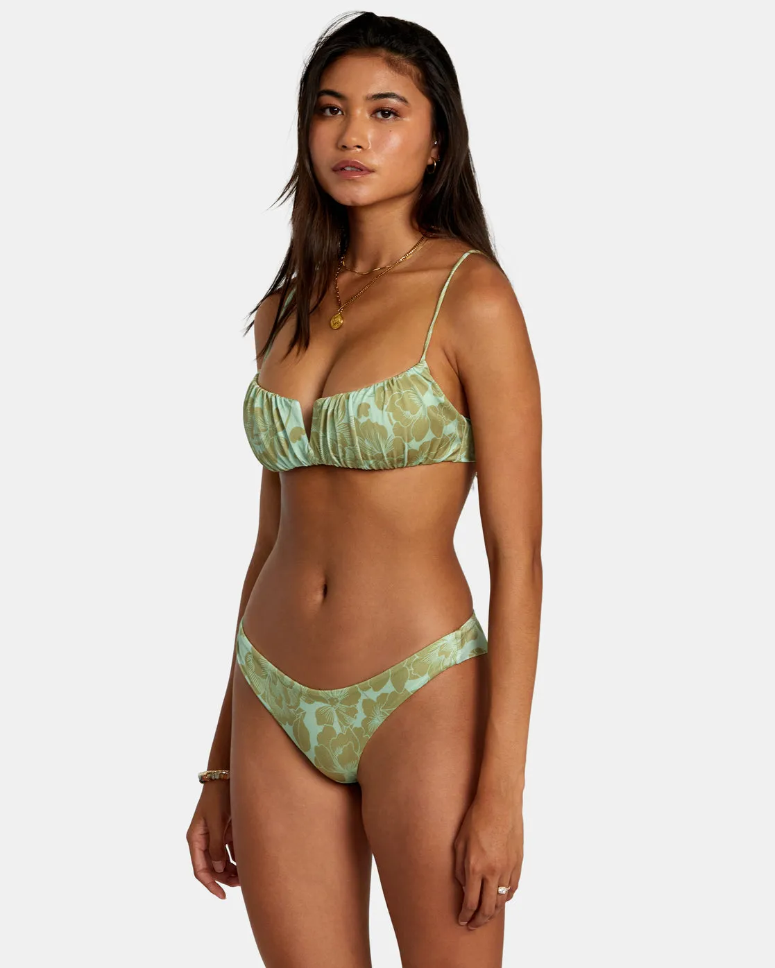 Fine Lines Shimmer Cheeky Bikini Bottoms - Seafoam