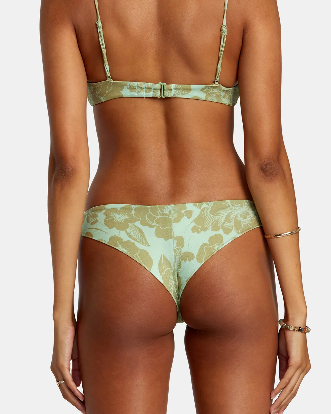 Fine Lines Shimmer Cheeky Bikini Bottoms - Seafoam