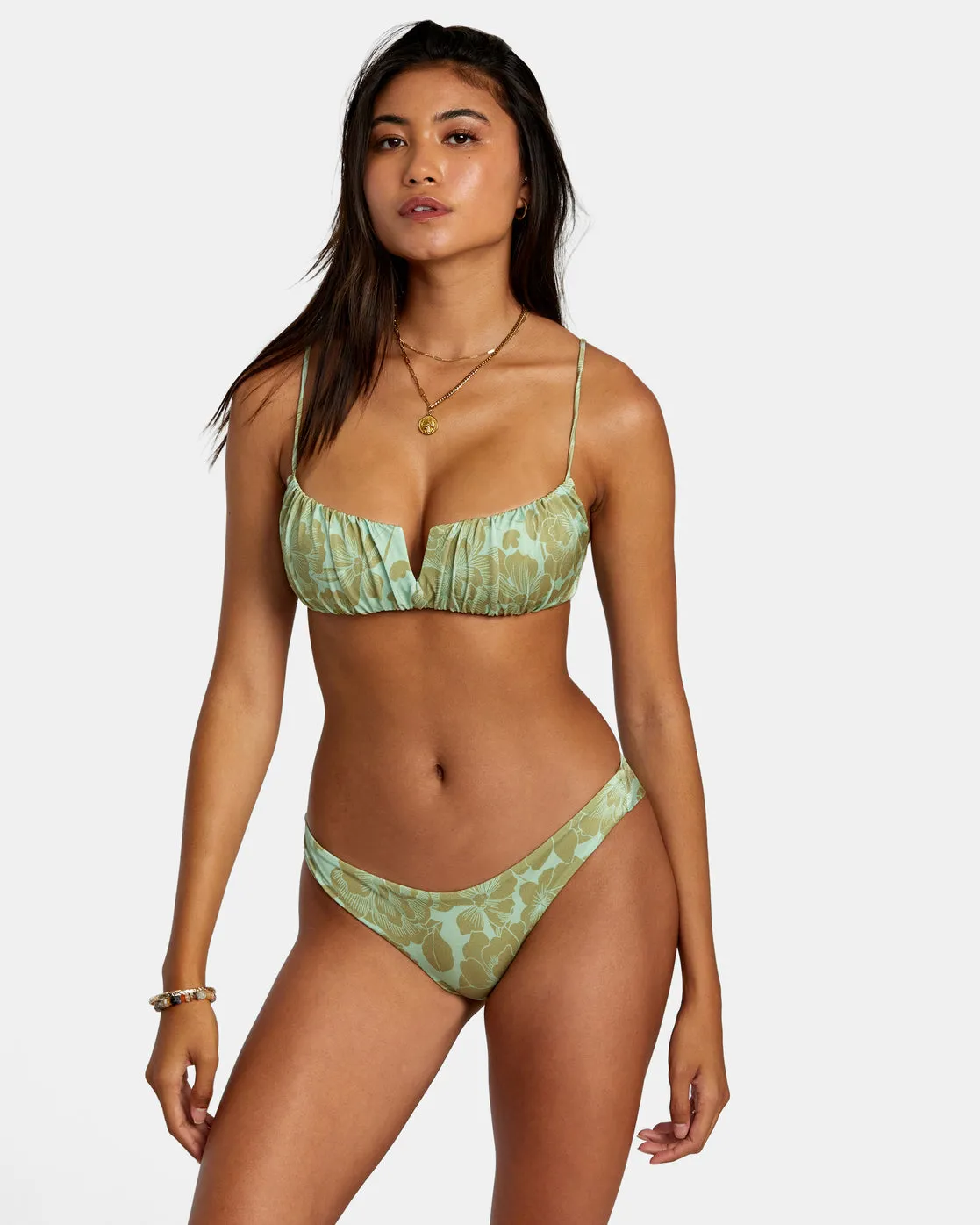 Fine Lines Shimmer Cheeky Bikini Bottoms - Seafoam