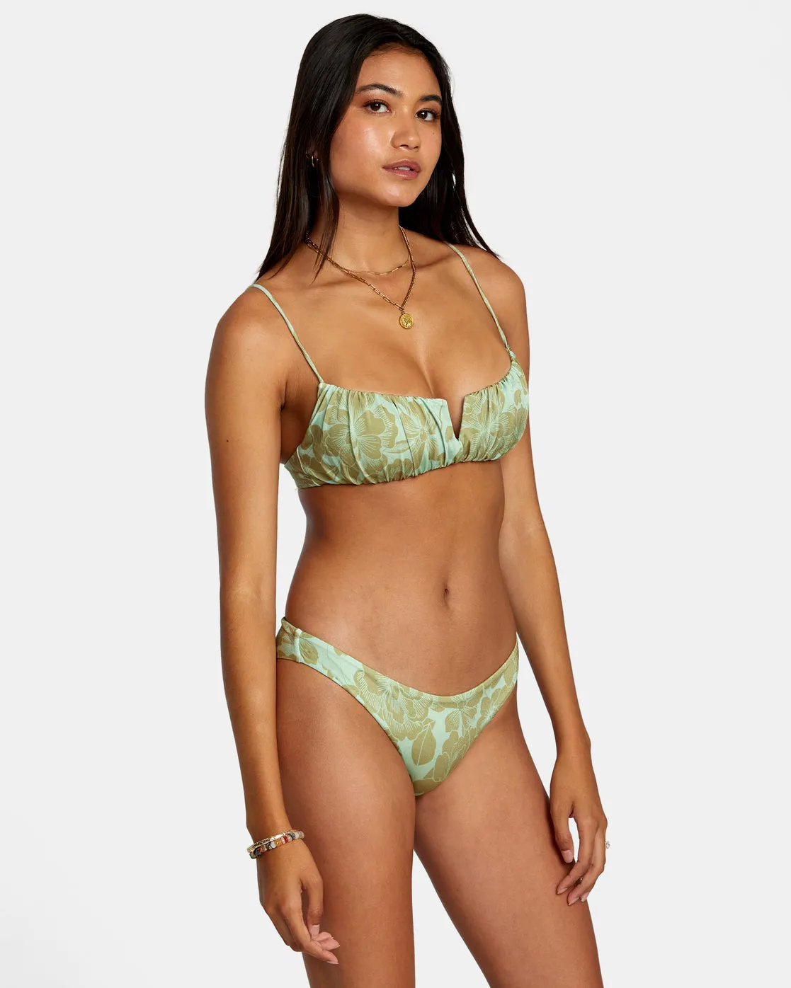 Fine Lines Shimmer Cheeky Bikini Bottoms - Seafoam