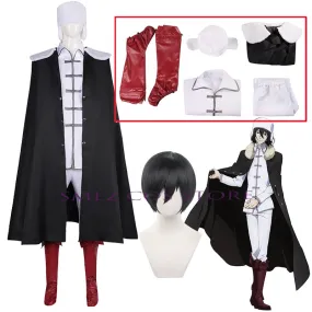 Fyodor D Dostoevsky Cosplay Anime Bungo Stray Dogs Costume Uniform Cloak Hat Wig Set