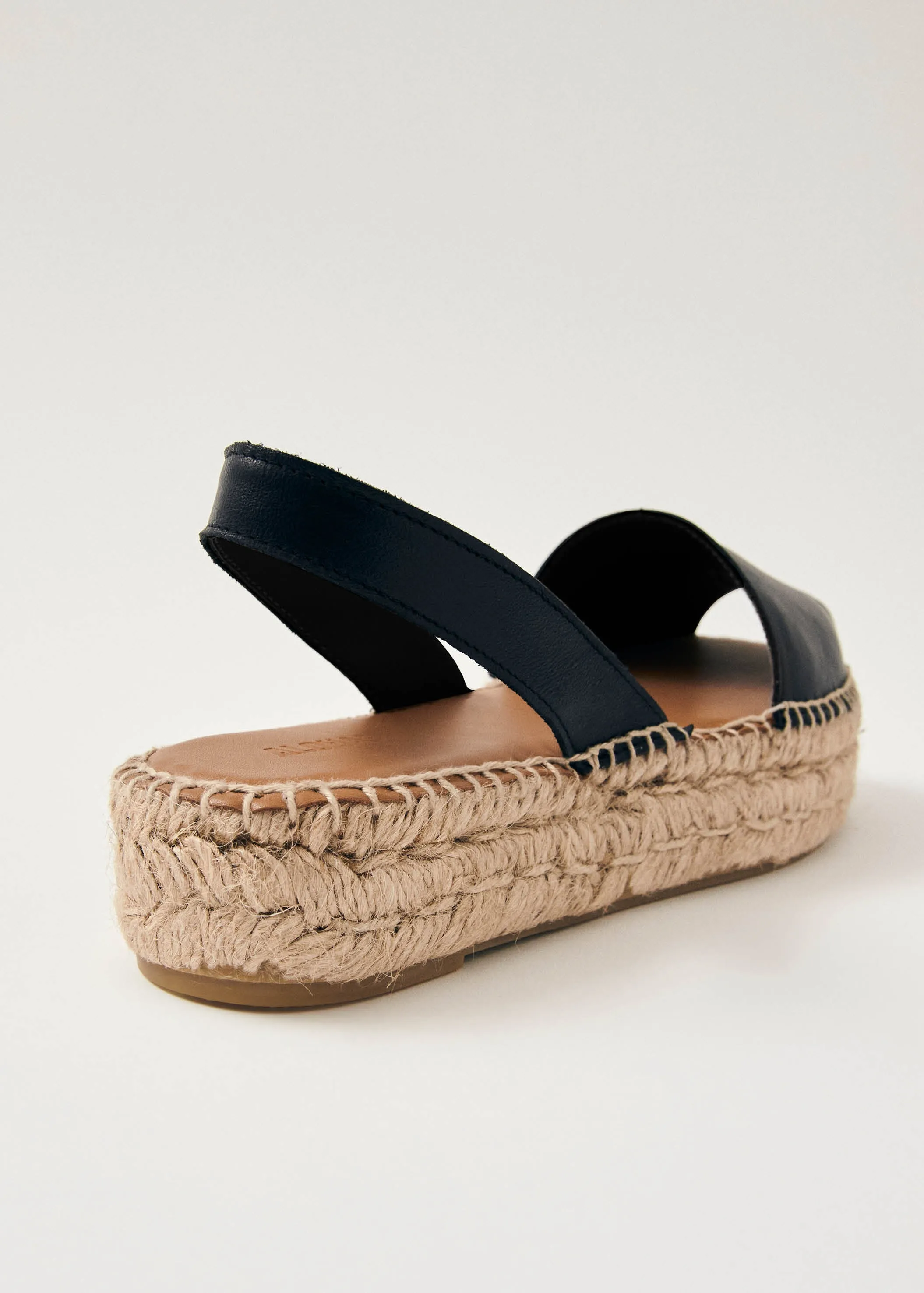 Ibizas Black Leather Espadrilles