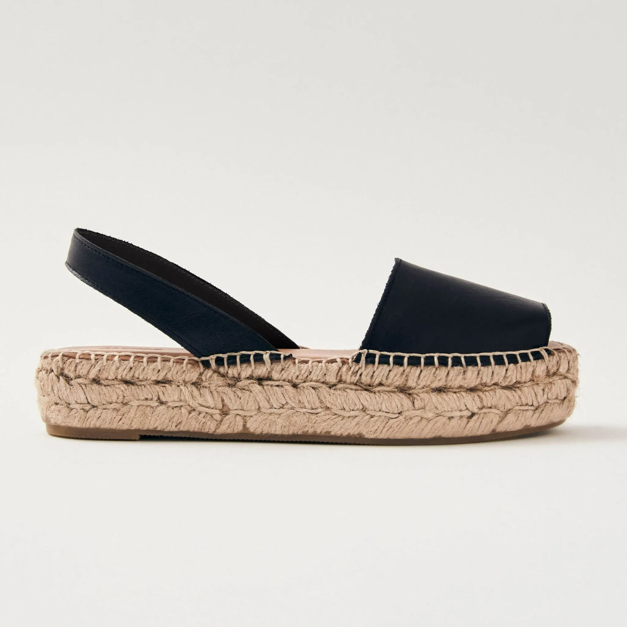 Ibizas Black Leather Espadrilles