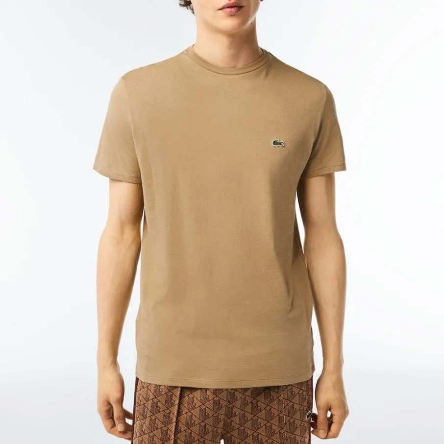 Lacoste Crew Neck Pima Cotton Jersey T Shirt (Beige) TH6709-51