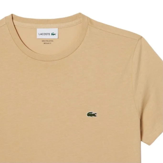 Lacoste Crew Neck Pima Cotton Jersey T Shirt (Beige) TH6709-51