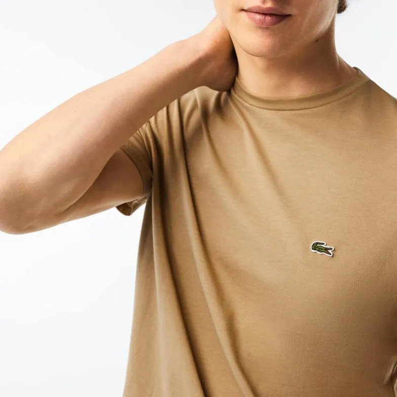 Lacoste Crew Neck Pima Cotton Jersey T Shirt (Beige) TH6709-51