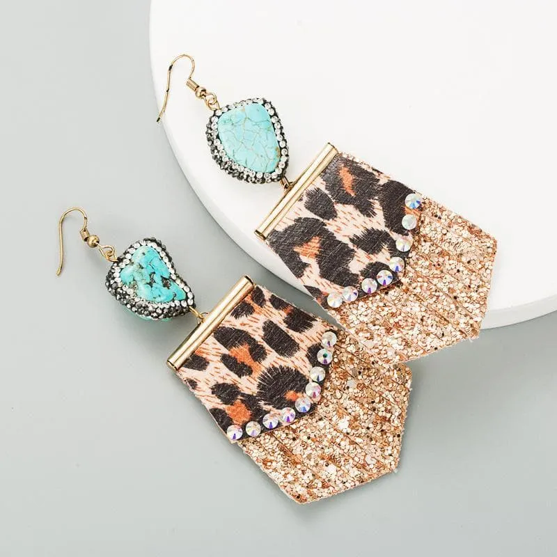 Leopard-print Leather Earrings