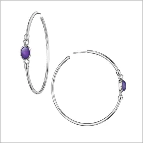 Lolita Amethyst Hoop Earrings in Sterling Silver