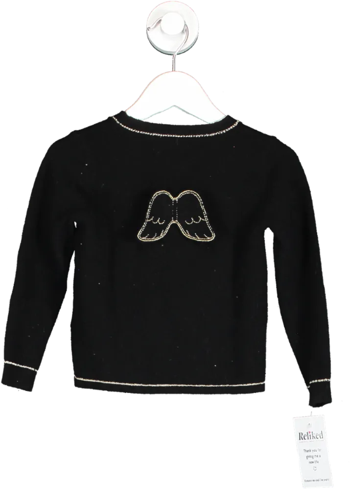 Marie Chantal Black Angel Wing Long Sleeve Top 0-3 Months