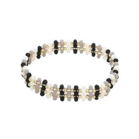 Metal Ball Faceted Beaded Stretch Bracelet