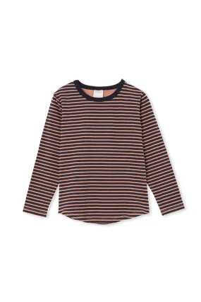 Milky Stripe L/S Tee Brown/Navy