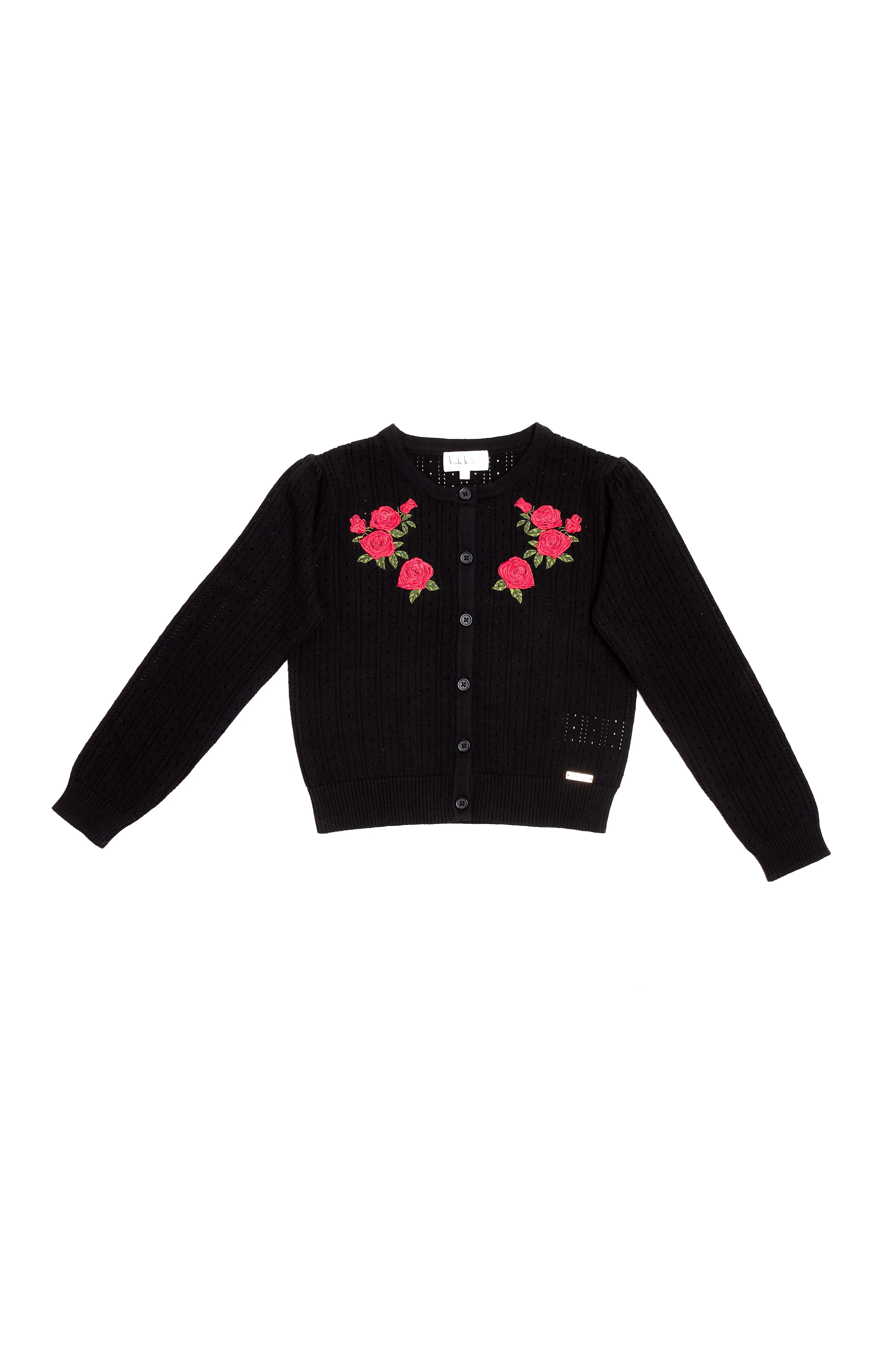 NICOLE MILLER GIRLS Rose Embroidered Cardigan Sweater