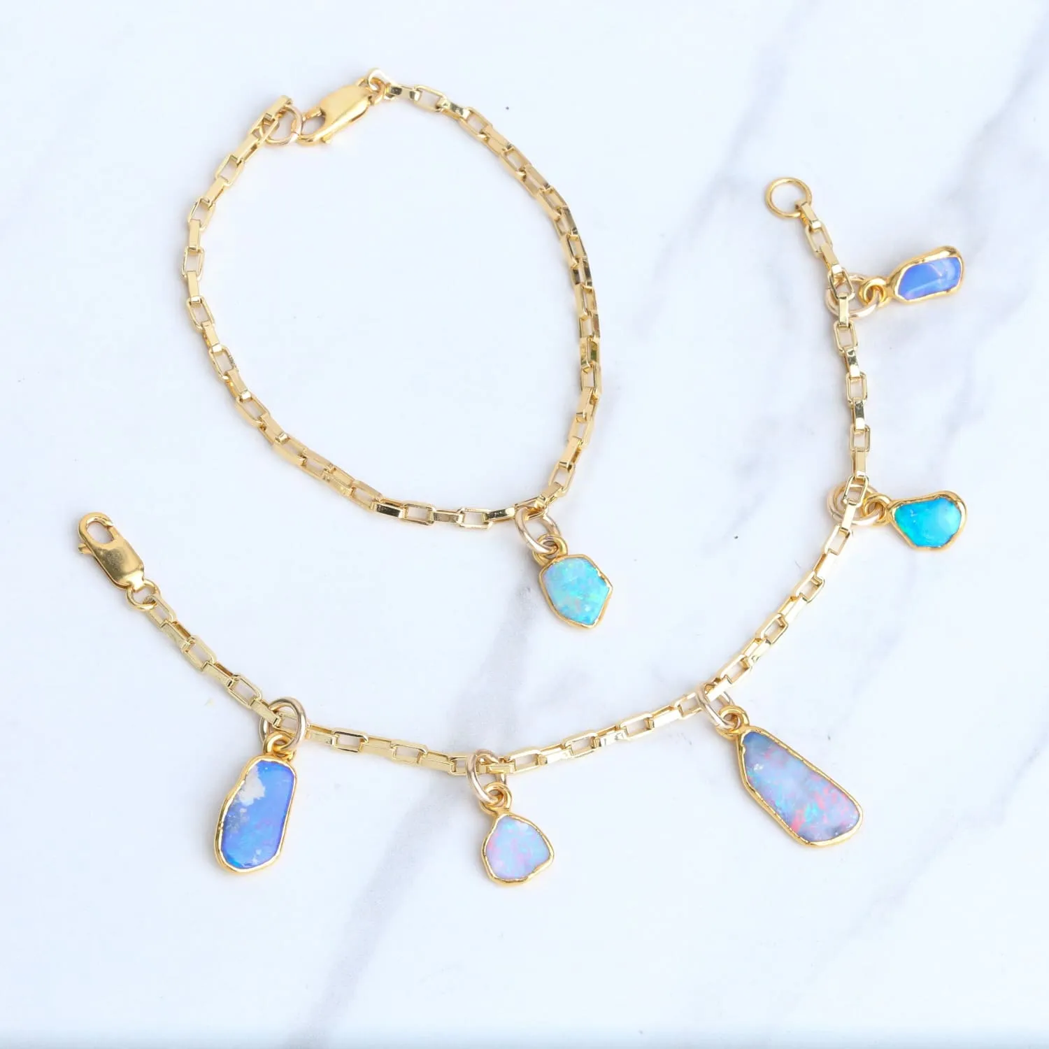 Opal Charm Bracelet • Australian Fire Opal • Gold Filled Statement Jewelry • October Birthstone • Unique Gift For Her • Handmade