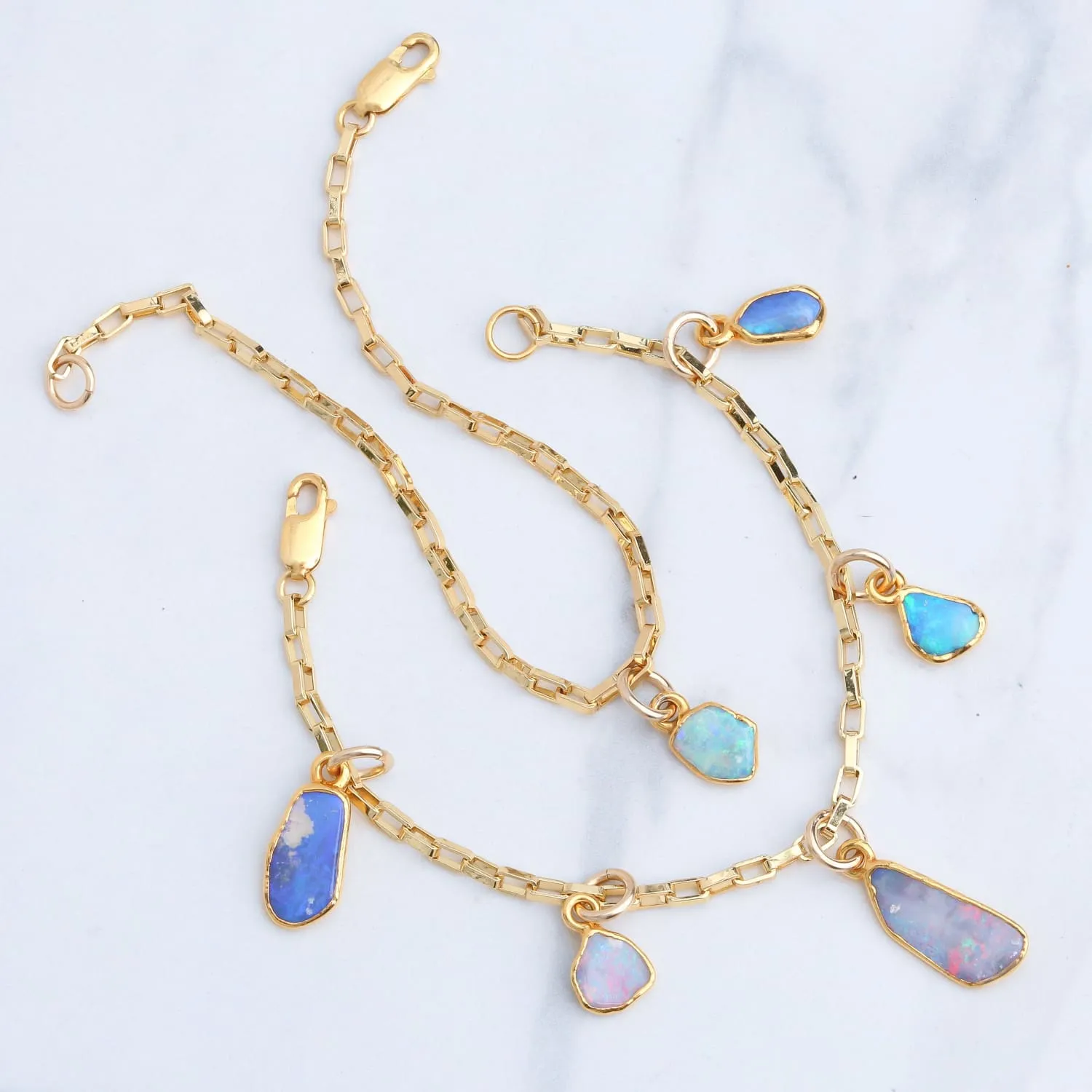 Opal Charm Bracelet • Australian Fire Opal • Gold Filled Statement Jewelry • October Birthstone • Unique Gift For Her • Handmade