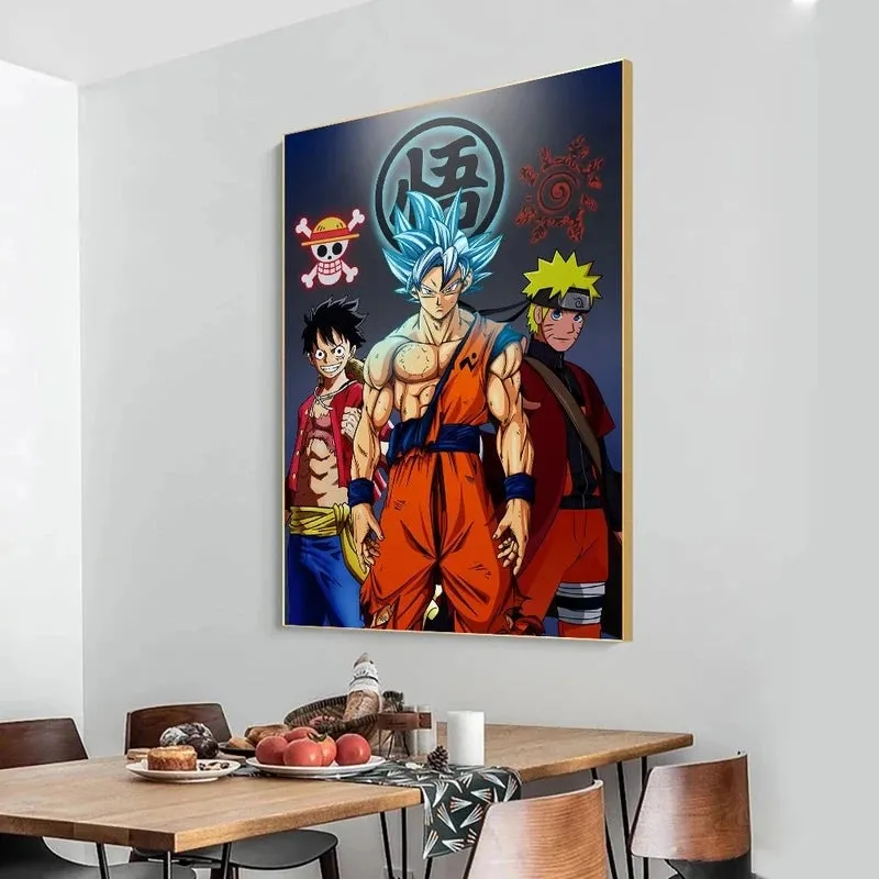 Print Poster Canvas Anime Dragon Ball Super Goku Luffy Uzumaki Naruto Wall Decor Art Mural