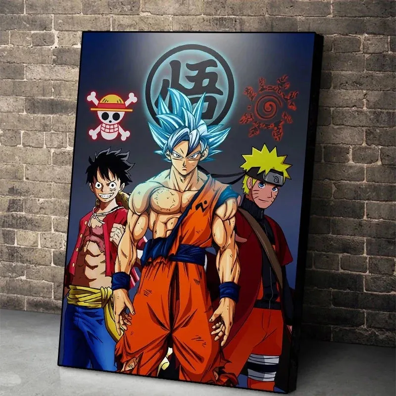 Print Poster Canvas Anime Dragon Ball Super Goku Luffy Uzumaki Naruto Wall Decor Art Mural