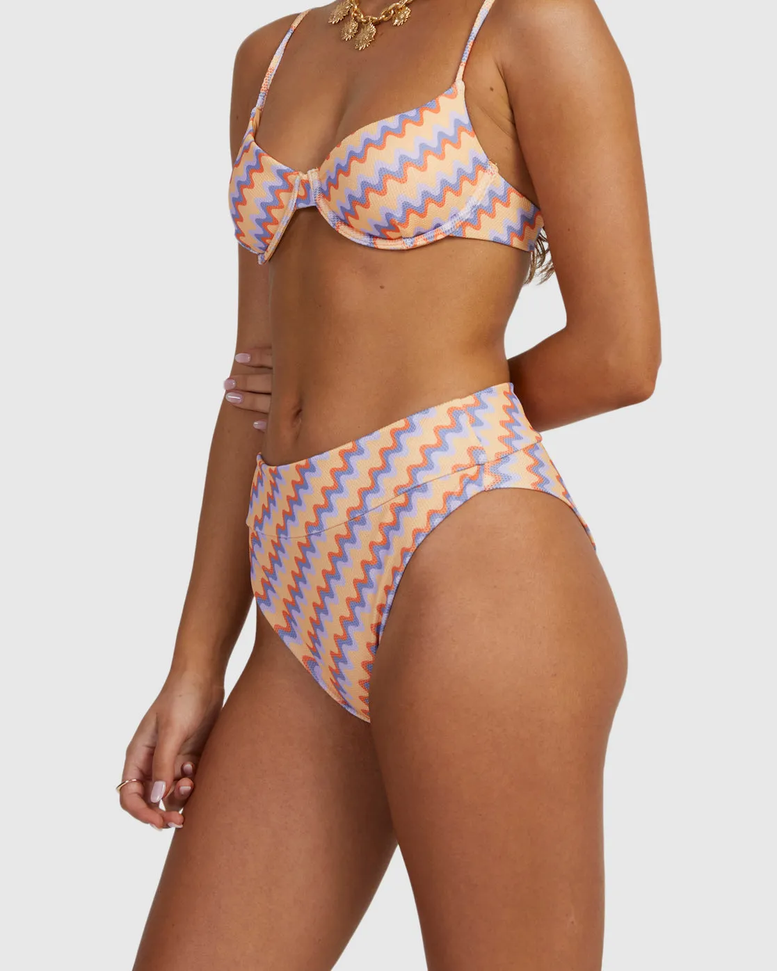 Retro Wave Cheeky Bikini Bottoms - Melon