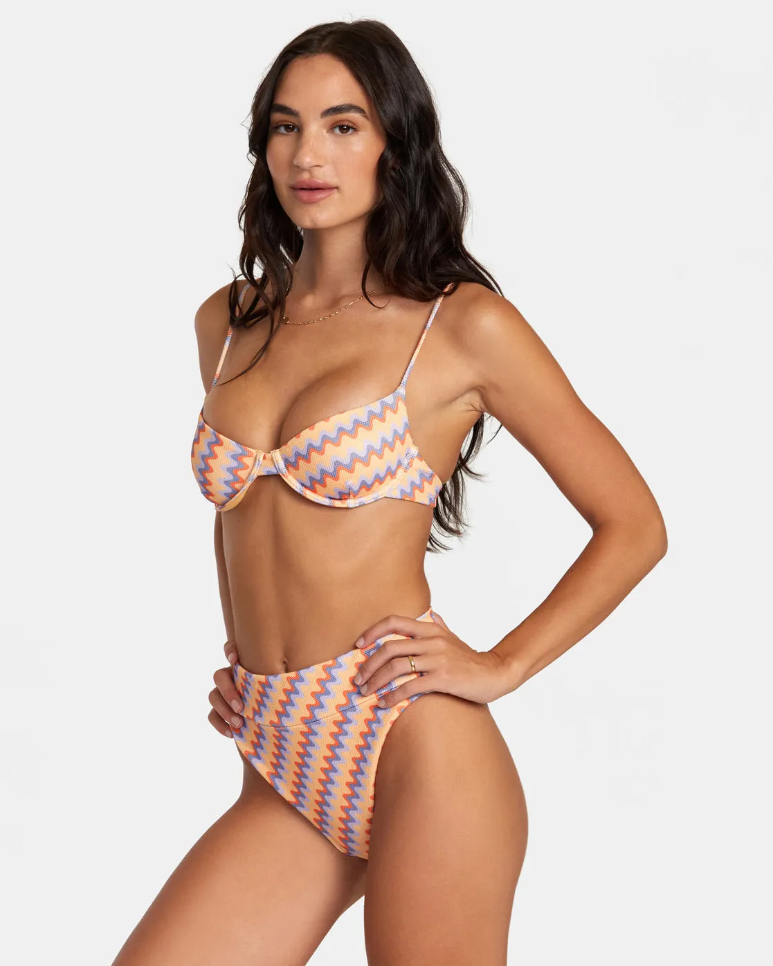 Retro Wave Underwired Bikini Top - Melon