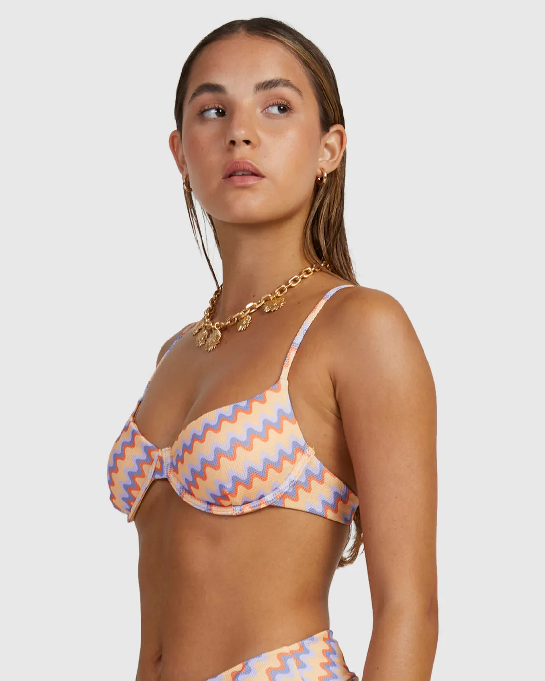 Retro Wave Underwired Bikini Top - Melon