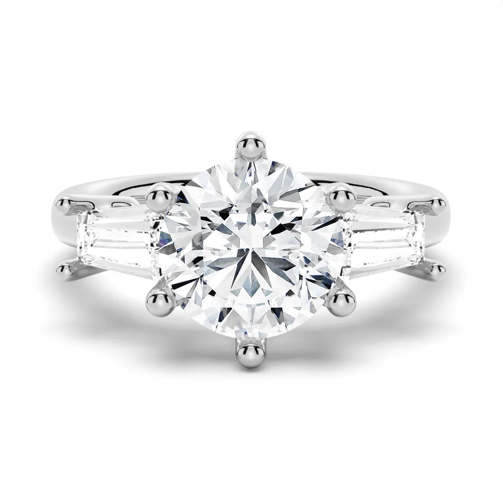 Tapered Baguette Three Stone Engagement Ring [Ships within 24 hrs]