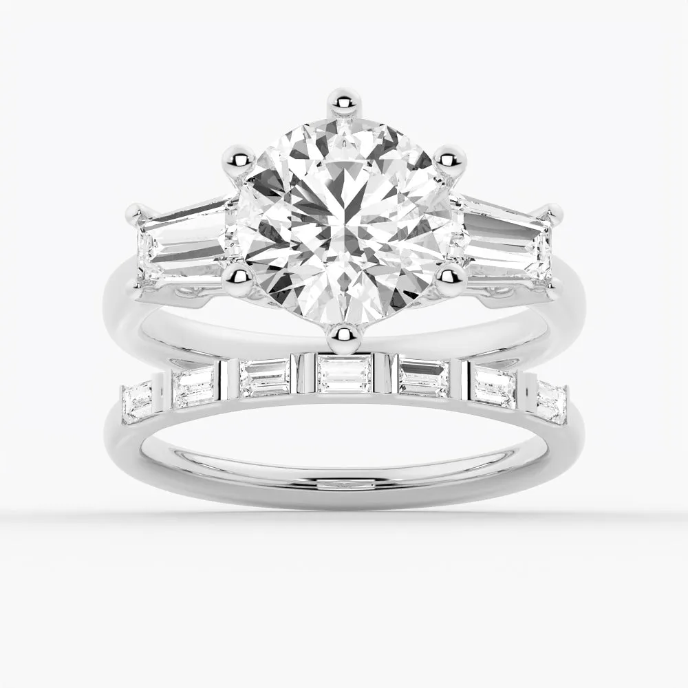 Tapered Baguette Three Stone Engagement Ring [Ships within 24 hrs]