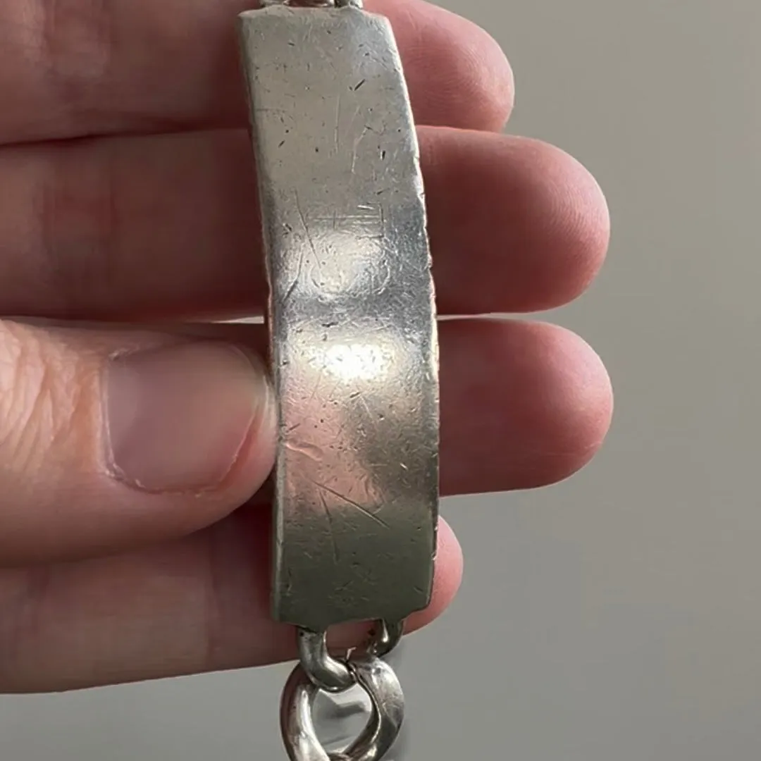 V I N T A G E // timeless ID / mid century sterling silver rectangular ID bracelet / 9.5 --> 7