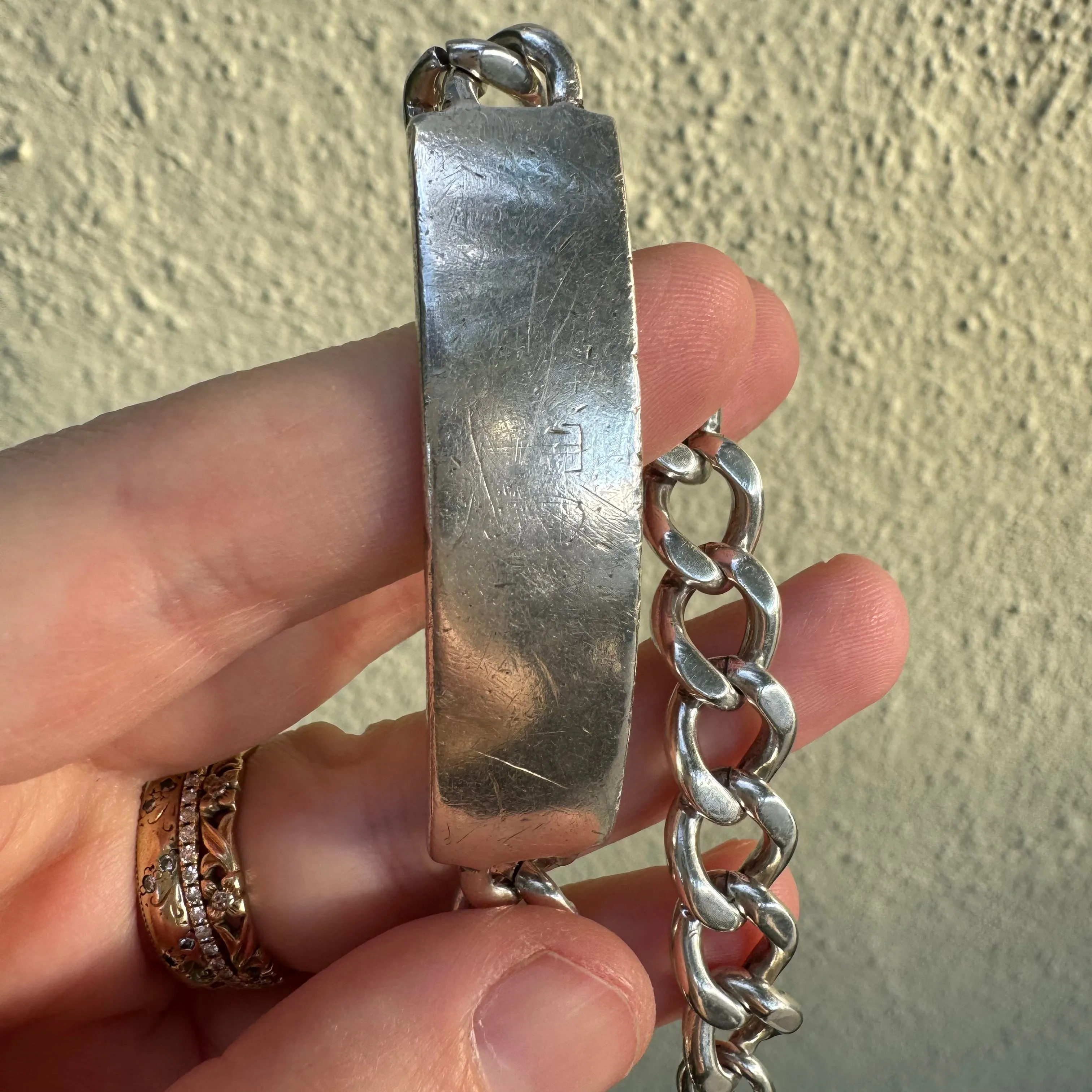 V I N T A G E // timeless ID / mid century sterling silver rectangular ID bracelet / 9.5 --> 7