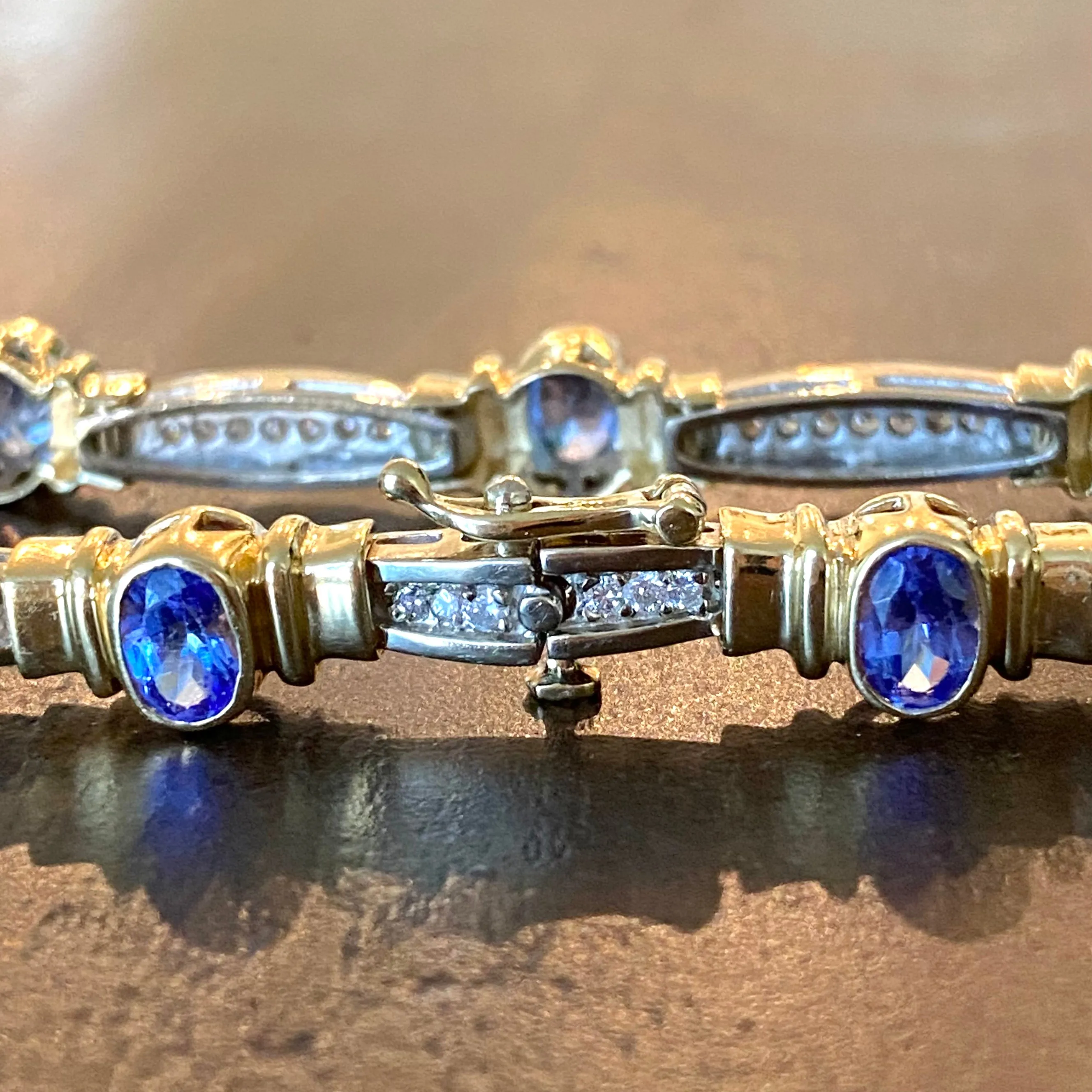 Vintage 14K Gold Sapphire and Diamond Bracelet