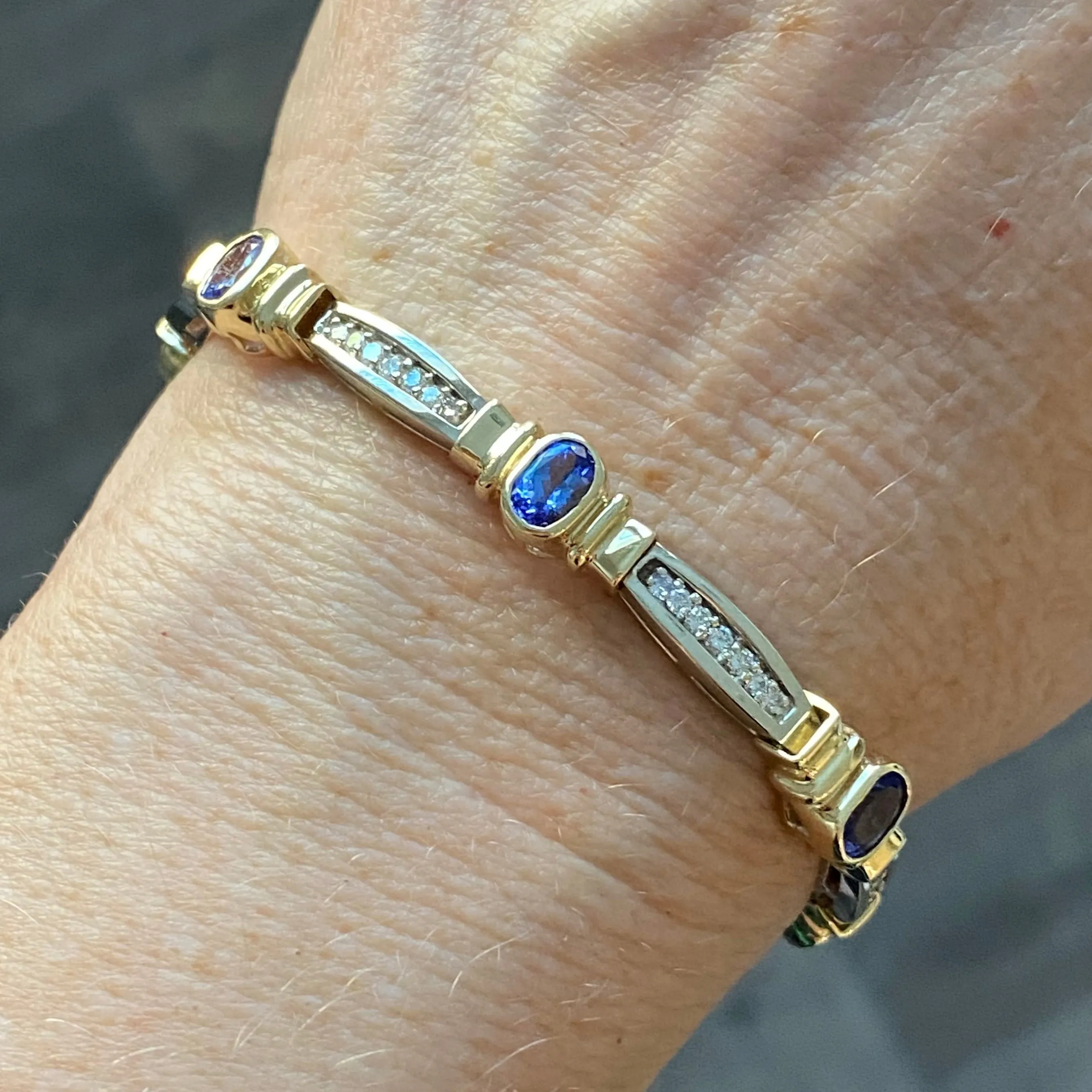 Vintage 14K Gold Sapphire and Diamond Bracelet