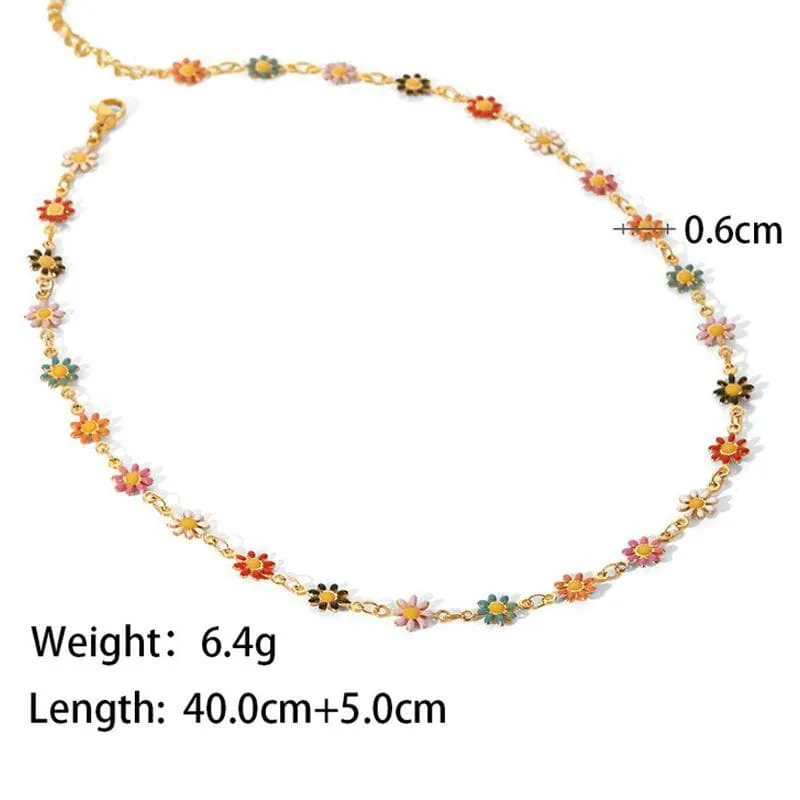 Women's Colorful Daisy Chain Necklace Bracelet