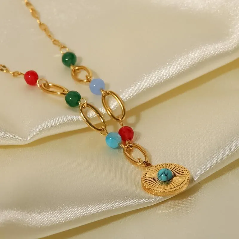 Women's Disc Set Turquoise Necklace